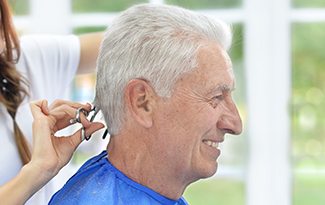 man getting haircut