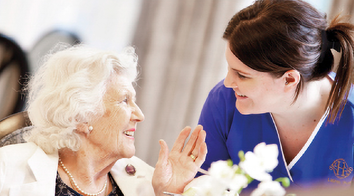 older lady and carer