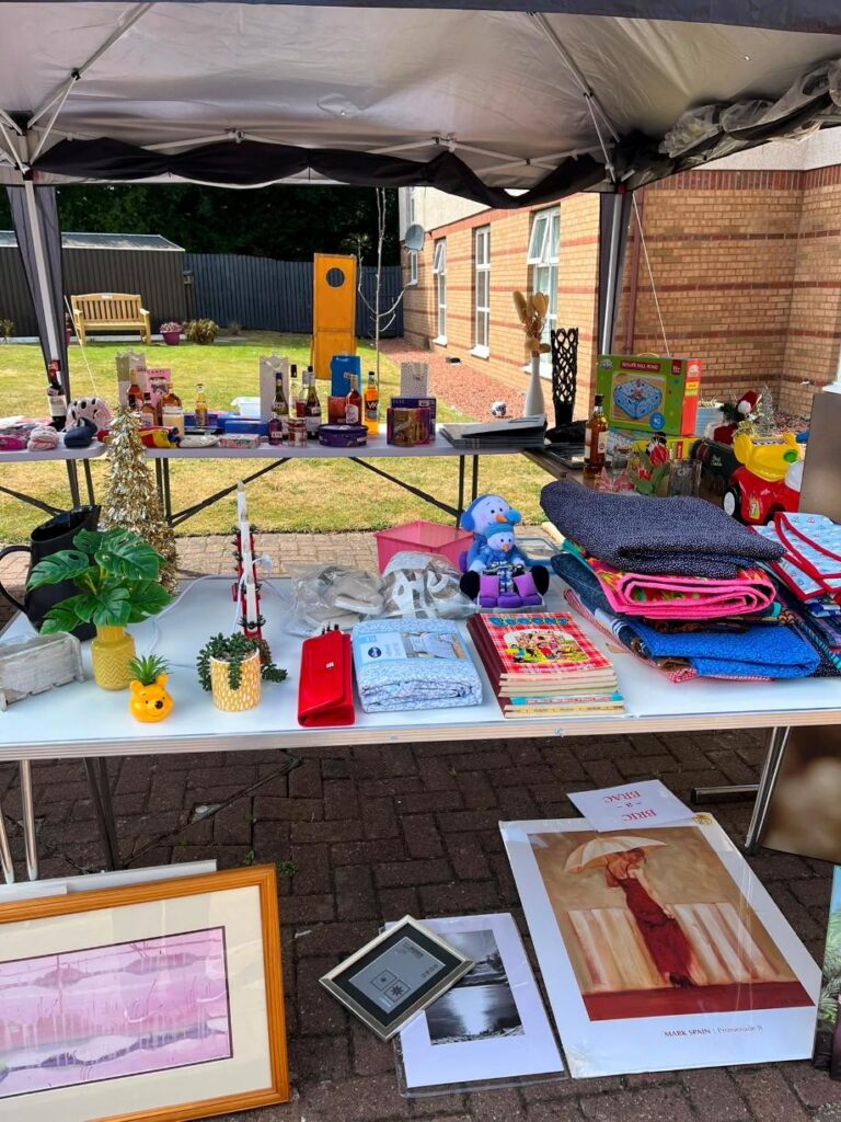 tombola stand at a summer fete